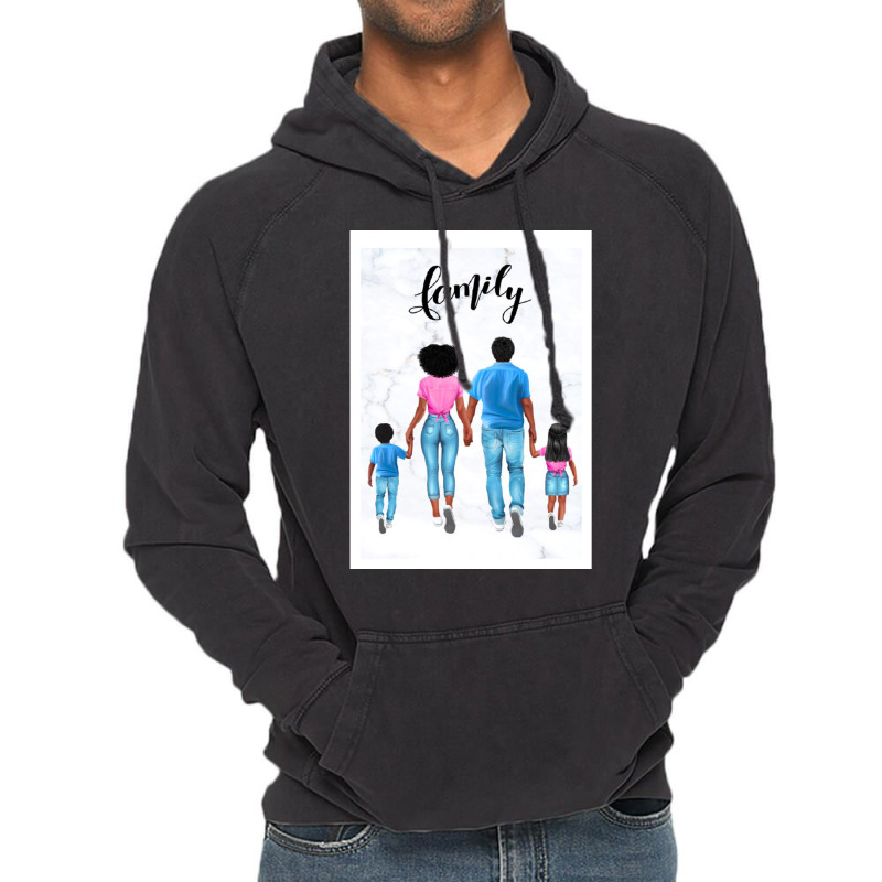 Family Clip Art, Mom And Dad With Twins, Personalized Family Portrait, Vintage Hoodie by KIYMORLET | Artistshot