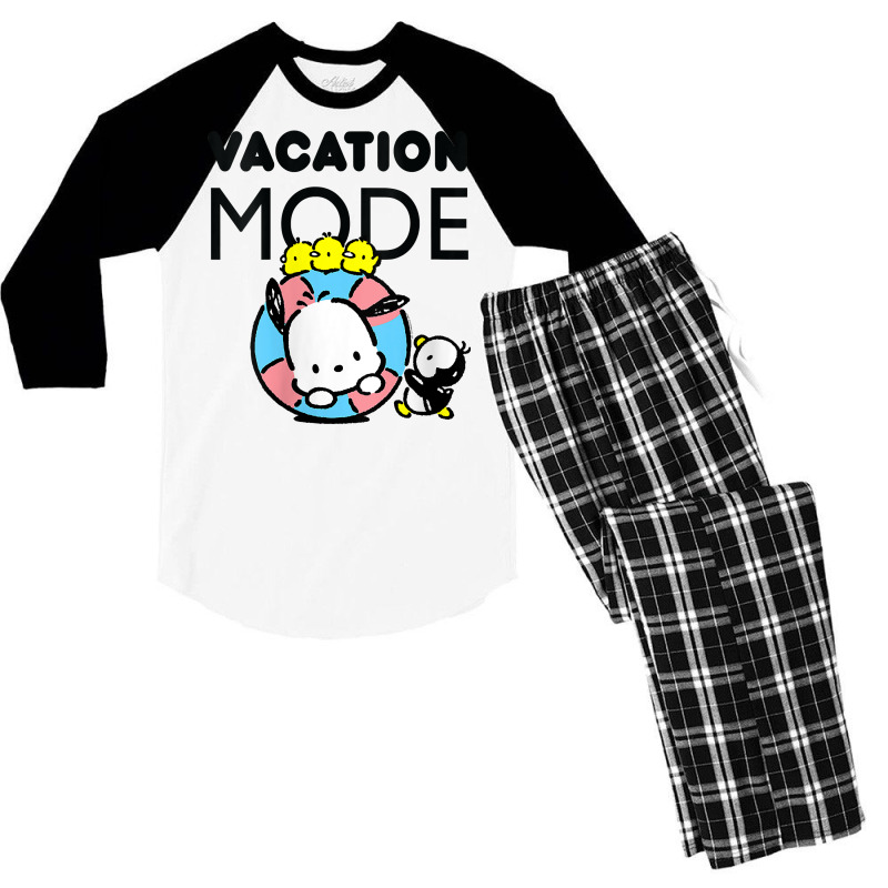 Womens Pochacco Vacation Mode V Neck T Shirt Men's 3/4 Sleeve Pajama Set | Artistshot