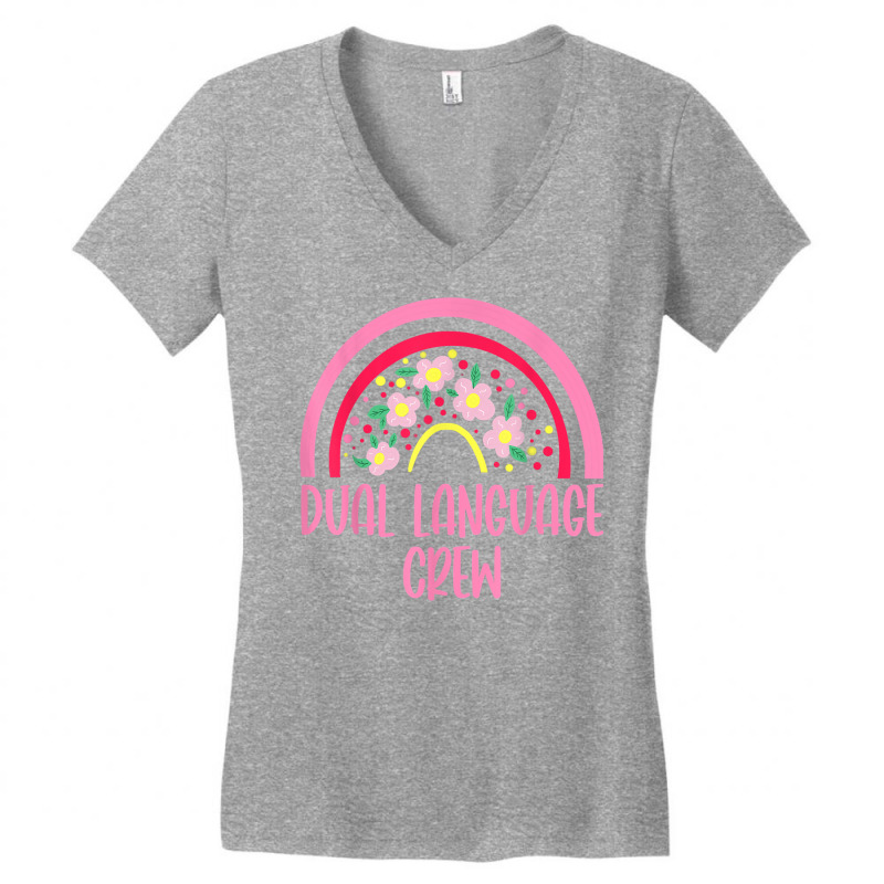 Dual Language Crew Rainbow Bilingual Teacher Dual Language T Shirt Women's V-Neck T-Shirt by hankeajrippleex5 | Artistshot