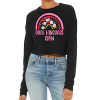 Dual Language Crew Rainbow Bilingual Teacher Dual Language T Shirt Cropped Sweater | Artistshot