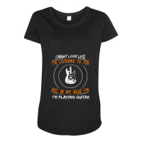 But In My Head Im Playing Guitar Teacher Guitarist Maternity Scoop Neck T-shirt | Artistshot