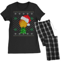 Santa Hat Swinger Upside Down Pineapple Ugly Pattern Tank Top Women's Pajamas Set | Artistshot