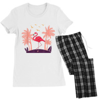 Coconut Palm Trees Exotic Bird Tropical Summer Flamingo T Shirt Women's Pajamas Set | Artistshot