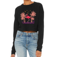 Coconut Palm Trees Exotic Bird Tropical Summer Flamingo T Shirt Cropped Sweater | Artistshot