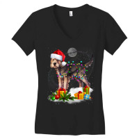 Funny Otterhound Dog Christmas Lights Santa Hat Xmas Women's V-neck T-shirt | Artistshot