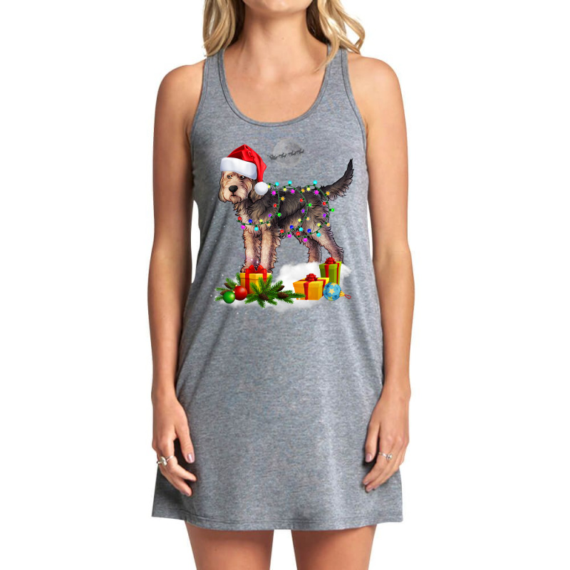 Funny Otterhound Dog Christmas Lights Santa Hat Xmas Tank Dress by Uniform | Artistshot