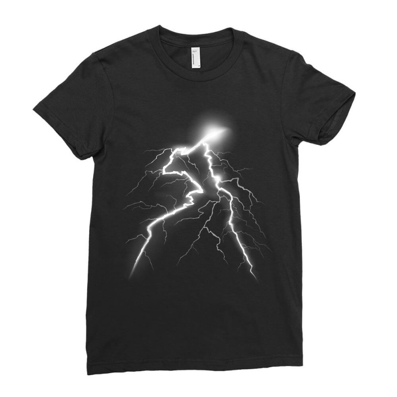 Lightning T Shirt Thunder Lightning Bolt Storm Strikes Ladies Fitted T-Shirt by cm-arts | Artistshot