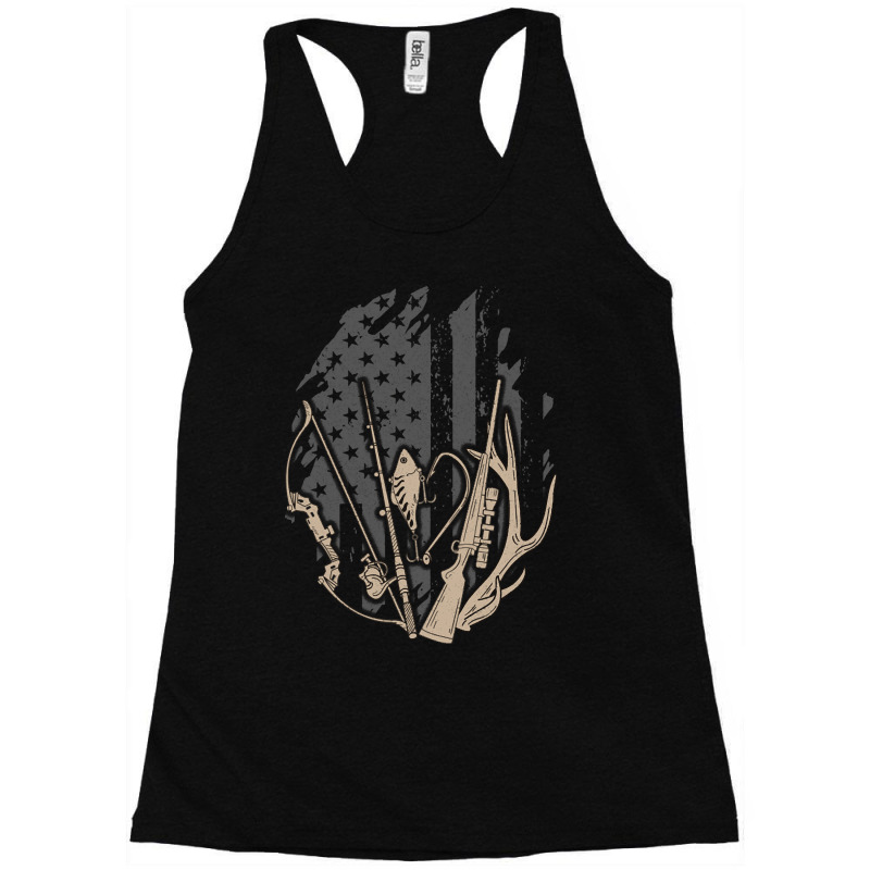 American Flag Fishing And Hunting, American Flag Fishing And Hunting V Racerback Tank by SHUTREI55 | Artistshot