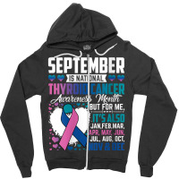 Womens September Is National Thyroid Cancer Awareness Month Warrior V Zipper Hoodie | Artistshot