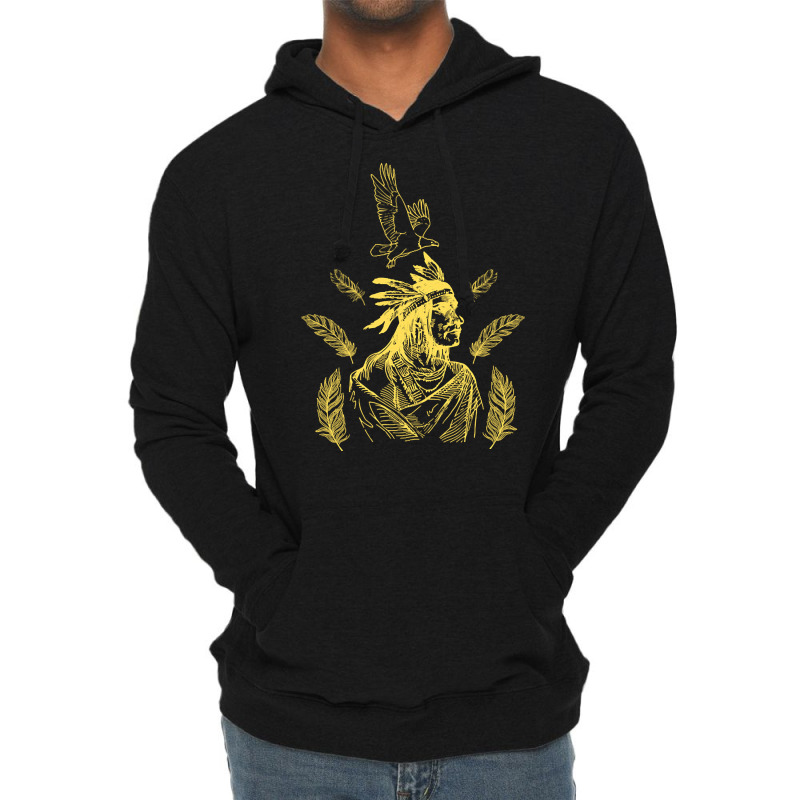 Native American And Eagle, Native American And Eagle Art, Native Ameri Lightweight Hoodie by cm-arts | Artistshot