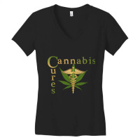 Cannabis Cures Medical, Cannabis Cures Medical Art, Cannabis Cures Med Women's V-neck T-shirt | Artistshot