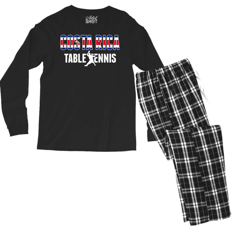 Costa Rica Table Tennis Fans   Costa Rican Flag Ping Pong Men's Long Sleeve Pajama Set by Outpost | Artistshot