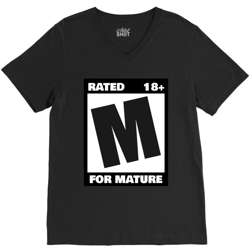 Rated M For Mature V-Neck Tee by DEMARCOBLACK | Artistshot