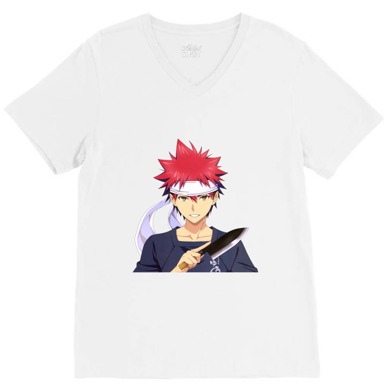 Chef Sokugek Soumo With Knife Anime V-Neck Tee by JesseBWiles | Artistshot