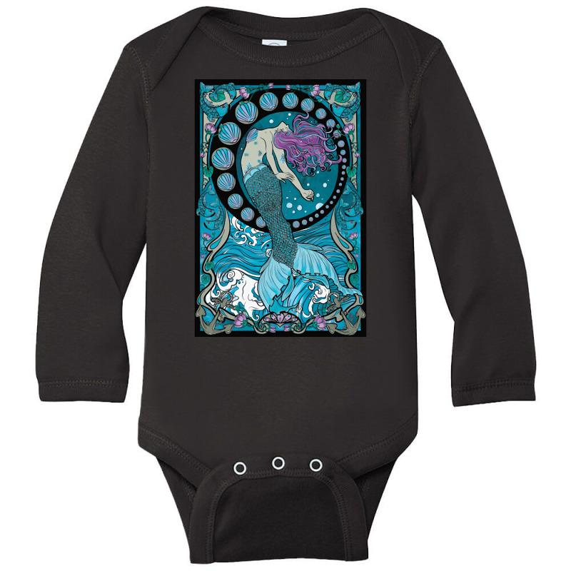 Nouveau Mermaid, Nouveau Mermaid Art, Nouveau Mermaid Painting, Nouvea Long Sleeve Baby Bodysuit by SHUTREI55 | Artistshot