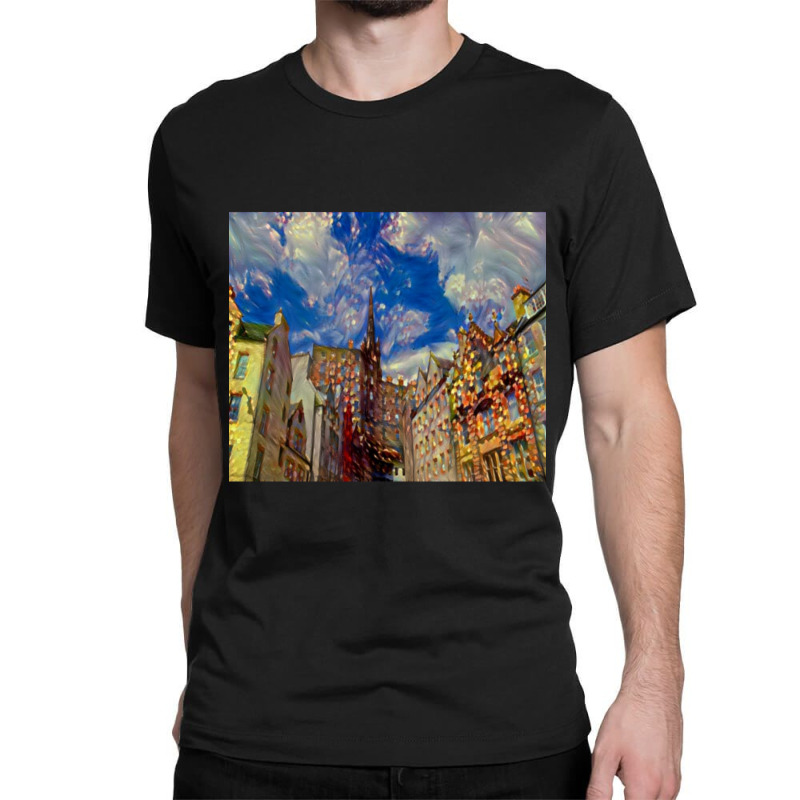 Old Town, Edinburgh, Scotland Drawing Classic T-shirt | Artistshot