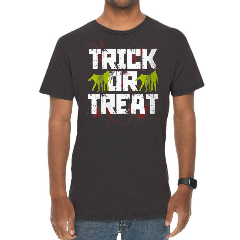 Womens Trick Or Treat, Zombies And Blood Halloween V Neck T Shirt Vintage T-shirt | Artistshot