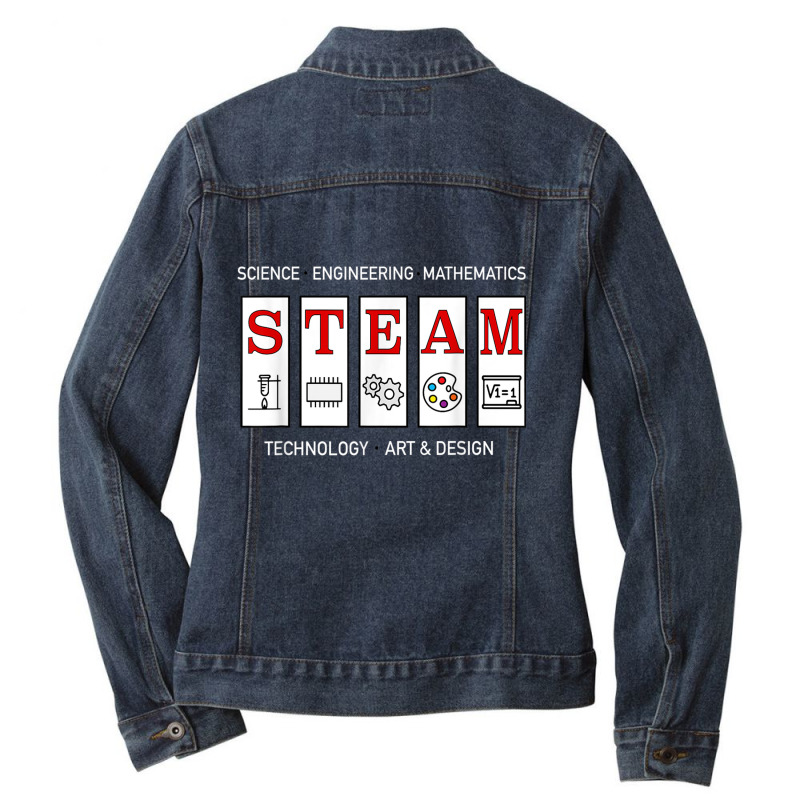 Steam Technology, Art And Engineering Stem Education Shirt Ladies Denim Jacket by cm-arts | Artistshot