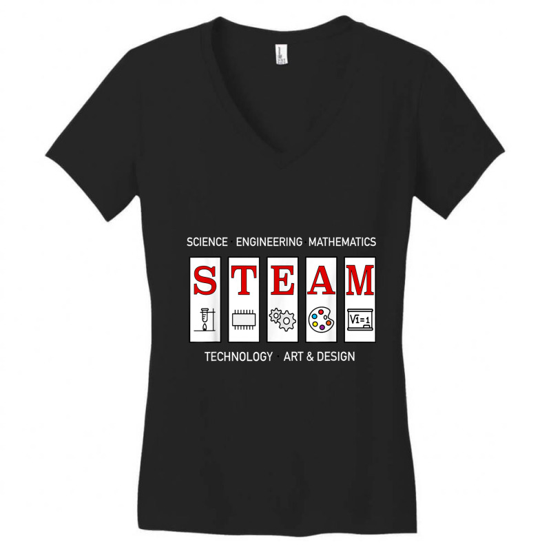 Steam Technology, Art And Engineering Stem Education Shirt Women's V-Neck T-Shirt by cm-arts | Artistshot