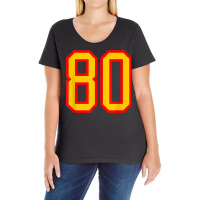 Number #80 Red Yellow Sports Jersey Birthday Lucky Number 80 Ladies Curvy T-shirt | Artistshot