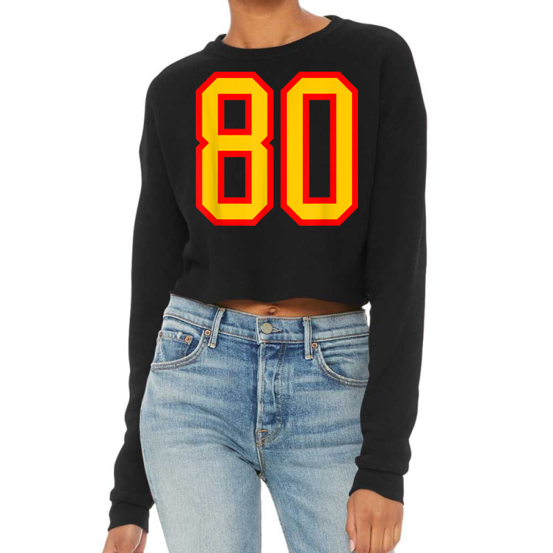 Number #80 Red Yellow Sports Jersey Birthday Lucky Number 80 Cropped Sweater by Outpost | Artistshot