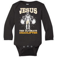 Deadlifter Jesus, Deadlifter Jesus Art, Deadlifter Jesus Painting, Dea Long Sleeve Baby Bodysuit | Artistshot