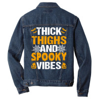 Thick Thighs And Spooky Vibes Funny Halloween Costume Women Men Denim Jacket | Artistshot