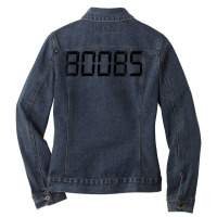 Womens 80085 = Boobs Maths Calculator Trick   Black Text V Neck T Shir Ladies Denim Jacket | Artistshot