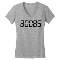 Womens 80085 = Boobs Maths Calculator Trick   Black Text V Neck T Shir Women's V-neck T-shirt | Artistshot