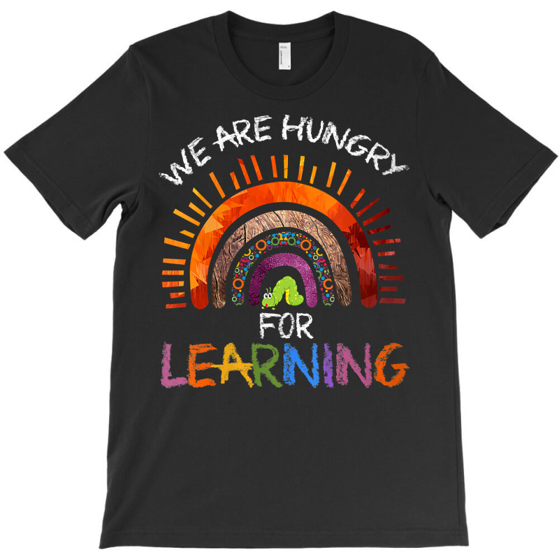 Womens We Are Hungry For Learning Rainbow Caterpillar Teacher V Neck T T-shirt | Artistshot