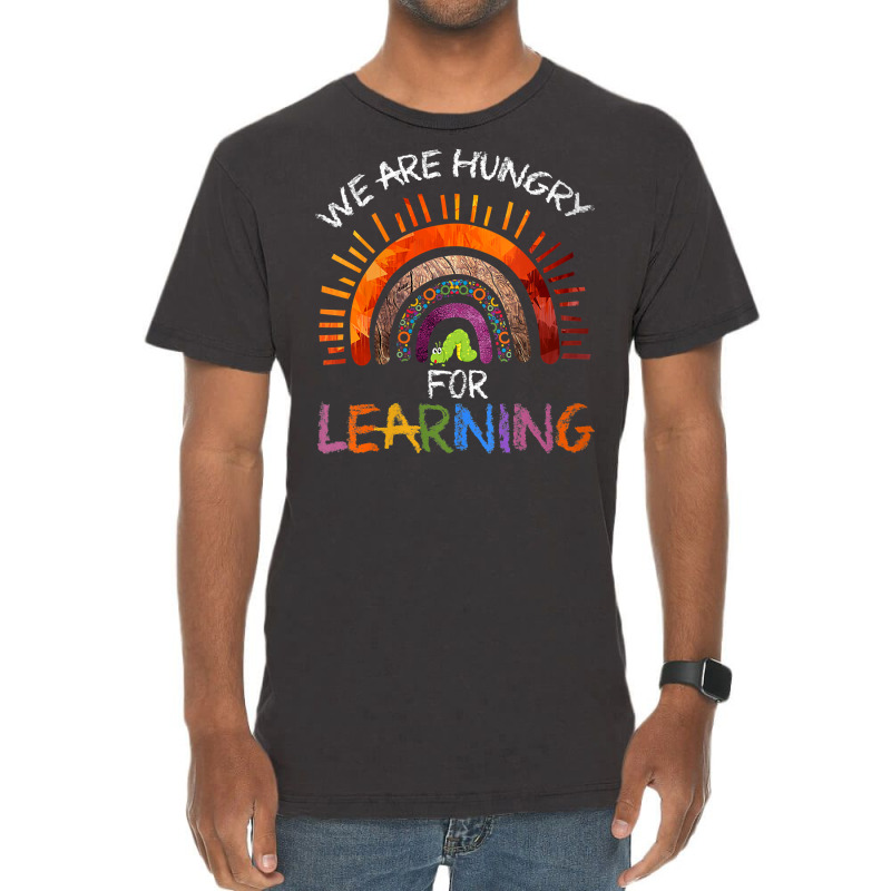 Womens We Are Hungry For Learning Rainbow Caterpillar Teacher V Neck T Vintage T-shirt | Artistshot