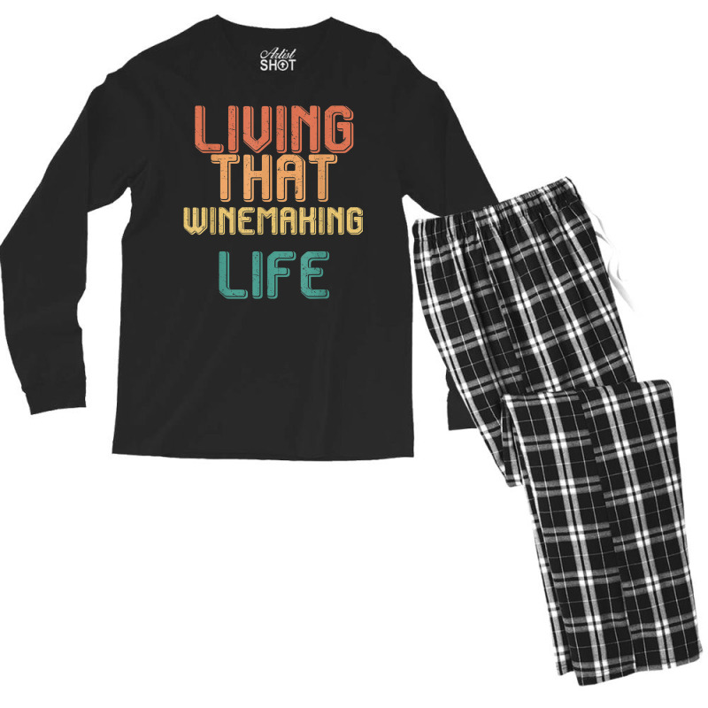 Vintage Living That Winemaking Life Men's Long Sleeve Pajama Set | Artistshot