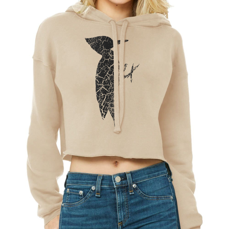 Woodpecker Distressed Print   Vintage Woodpecker T Shirt Cropped Hoodie by pypybedypa | Artistshot