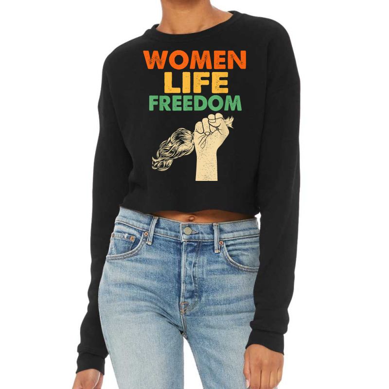 Women Life Freedom Iran Feminist Vintage T Shirt Cropped Sweater by cm-arts | Artistshot