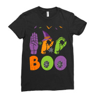 Boo Hands American Sign Language Pride Asl Halloween Long Sleeve T Shi Ladies Fitted T-shirt | Artistshot