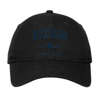 Block Island Rhode Island Ri Vintage Athletic Navy Sports De Adjustable Cap | Artistshot