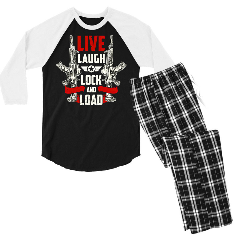 Live Laugh Lock And Load, Gun, Lovers, Live Laugh, Lock, Guns Cool, Sh Men's 3/4 Sleeve Pajama Set | Artistshot