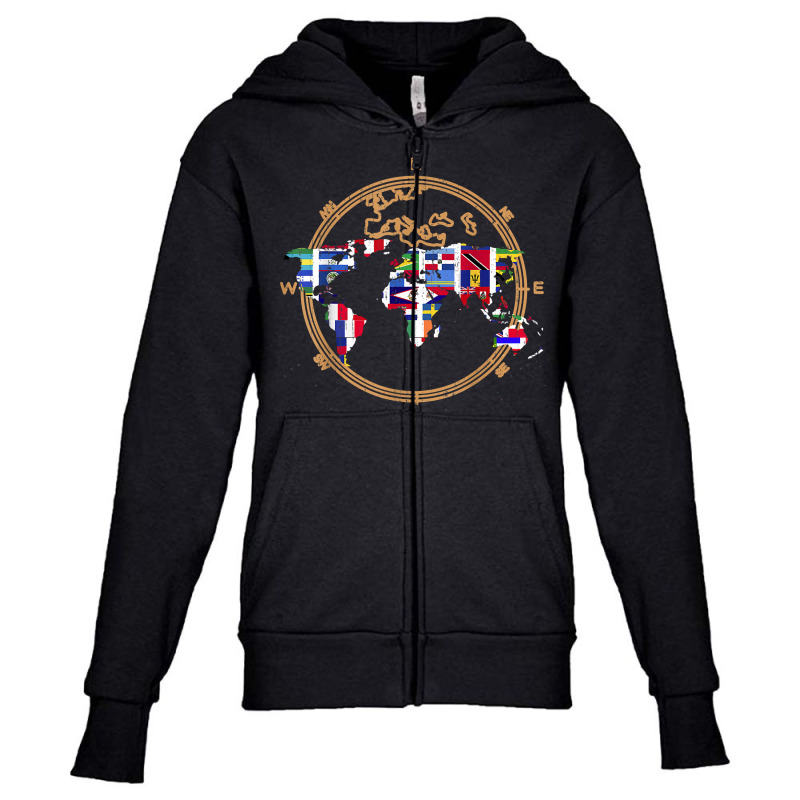 World Map Country Flags International World Map T Shirt Youth Zipper Hoodie | Artistshot