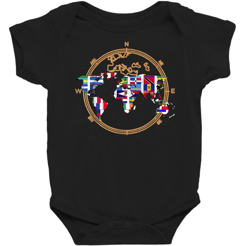 World Map Country Flags International World Map T Shirt Baby Bodysuit | Artistshot