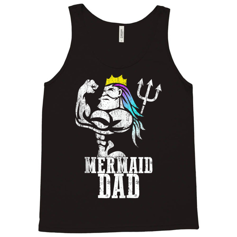 Mermaid Dad Pose Trident Merdad New Mer Dad Brother Daughter Tank Top Tank Top | Artistshot