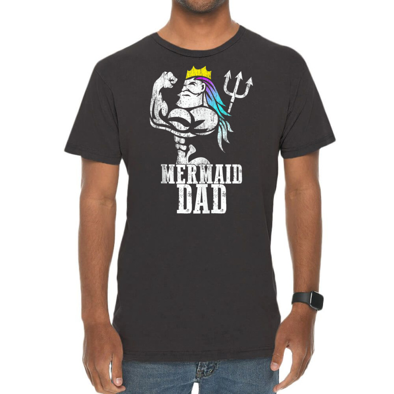 Mermaid Dad Pose Trident Merdad New Mer Dad Brother Daughter Tank Top Vintage T-shirt | Artistshot