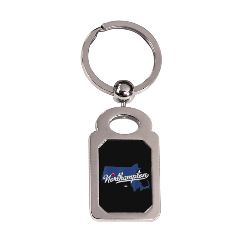 Northampton Massachusetts Ma Map Silver Rectangle Keychain | Artistshot