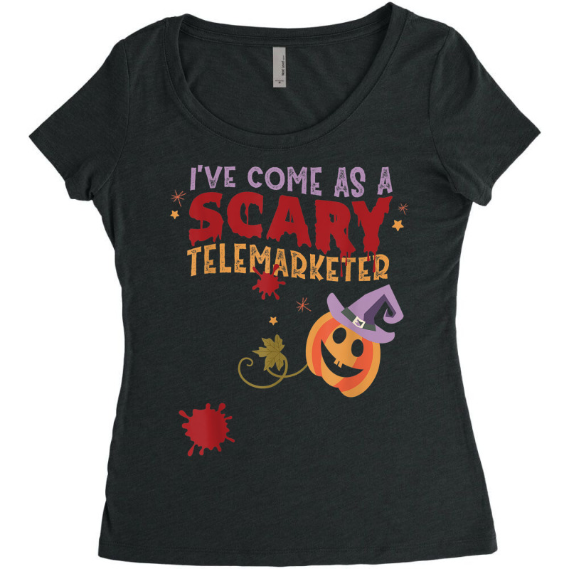 I've Come As A Scary Telemarketer Joke Halloween Costume Women's Triblend Scoop T-shirt by Renew | Artistshot