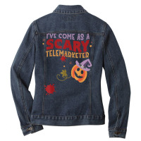 I've Come As A Scary Telemarketer Joke Halloween Costume Ladies Denim Jacket | Artistshot