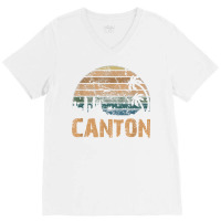 Canton Vintage Sunset Distressed Funny T Shirt V-neck Tee | Artistshot