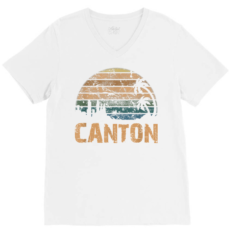 Canton Vintage Sunset Distressed Funny T Shirt V-neck Tee | Artistshot