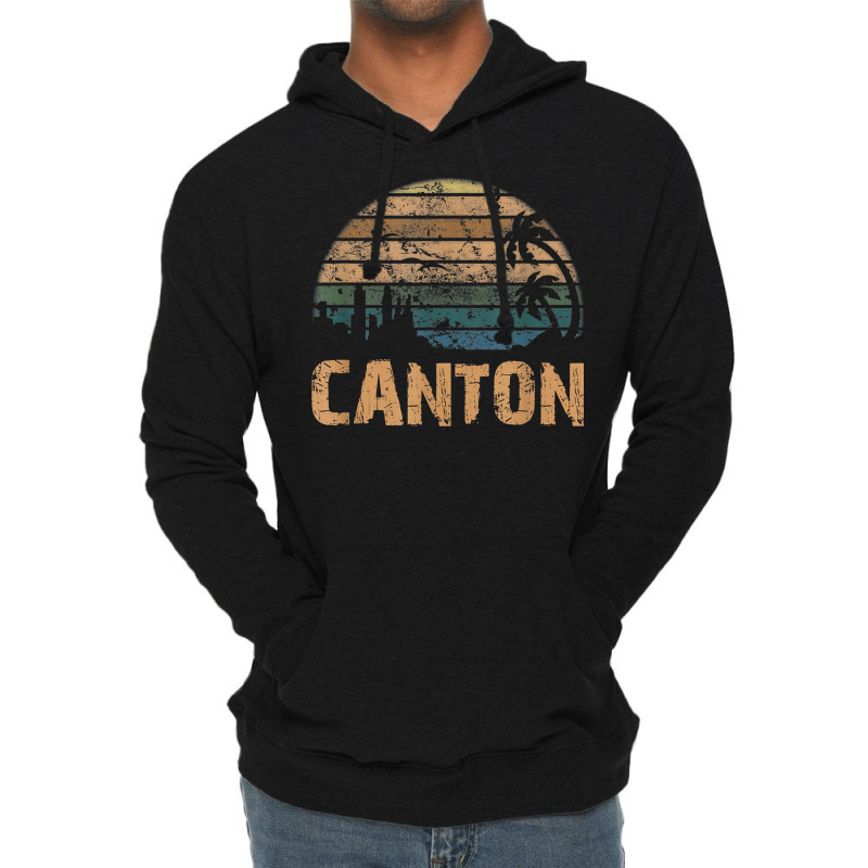 Canton Vintage Sunset Distressed Funny T Shirt Lightweight Hoodie | Artistshot