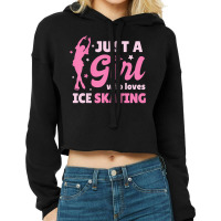 Just A Girl Who Loves Ice Skating Dance Funny Vintage Sports Cropped Hoodie | Artistshot