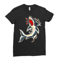 Shark Traditional, Shark Traditional Vintage, Shark Traditional Art, S Ladies Fitted T-shirt | Artistshot