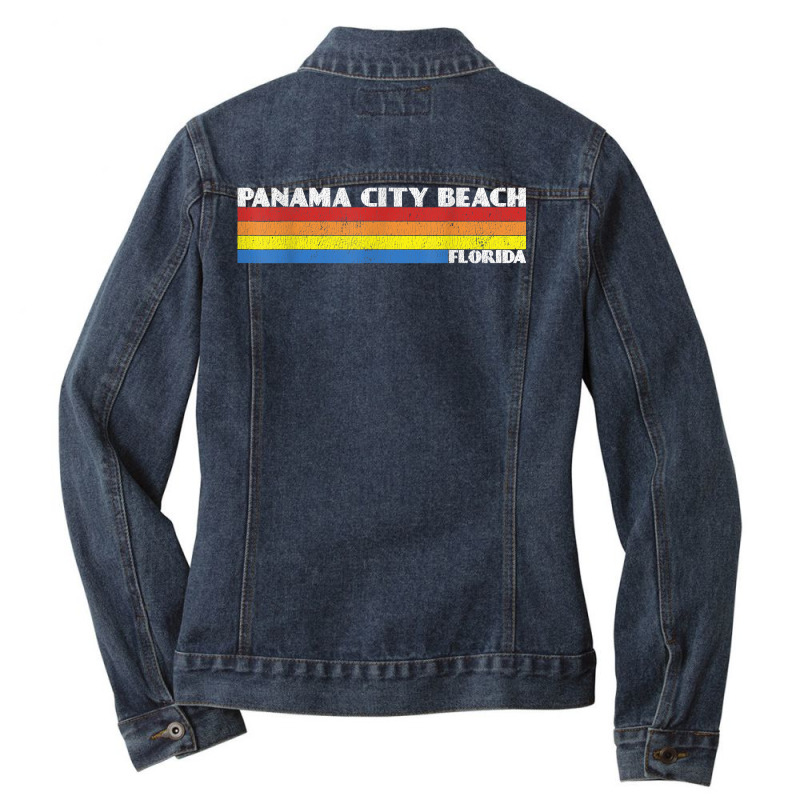 Retro 80s Panama City Beach Florida Fl Souvenir T Shirt Ladies Denim Jacket by cm-arts | Artistshot